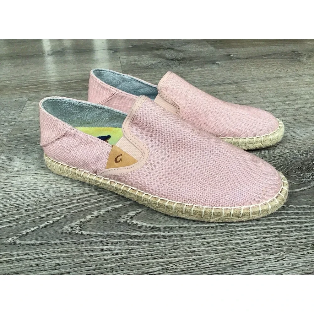 Olukai Kaula Pa'a Kapa Women's Size 7 Slip On Espadrille Flats Shoes Pink Casual